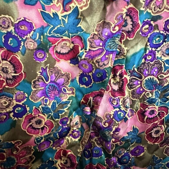 Victoria's Secret Silk Floral Tunic Blouse Womens Medium VTG Cardigan Cover Up - Picture 8 of 11